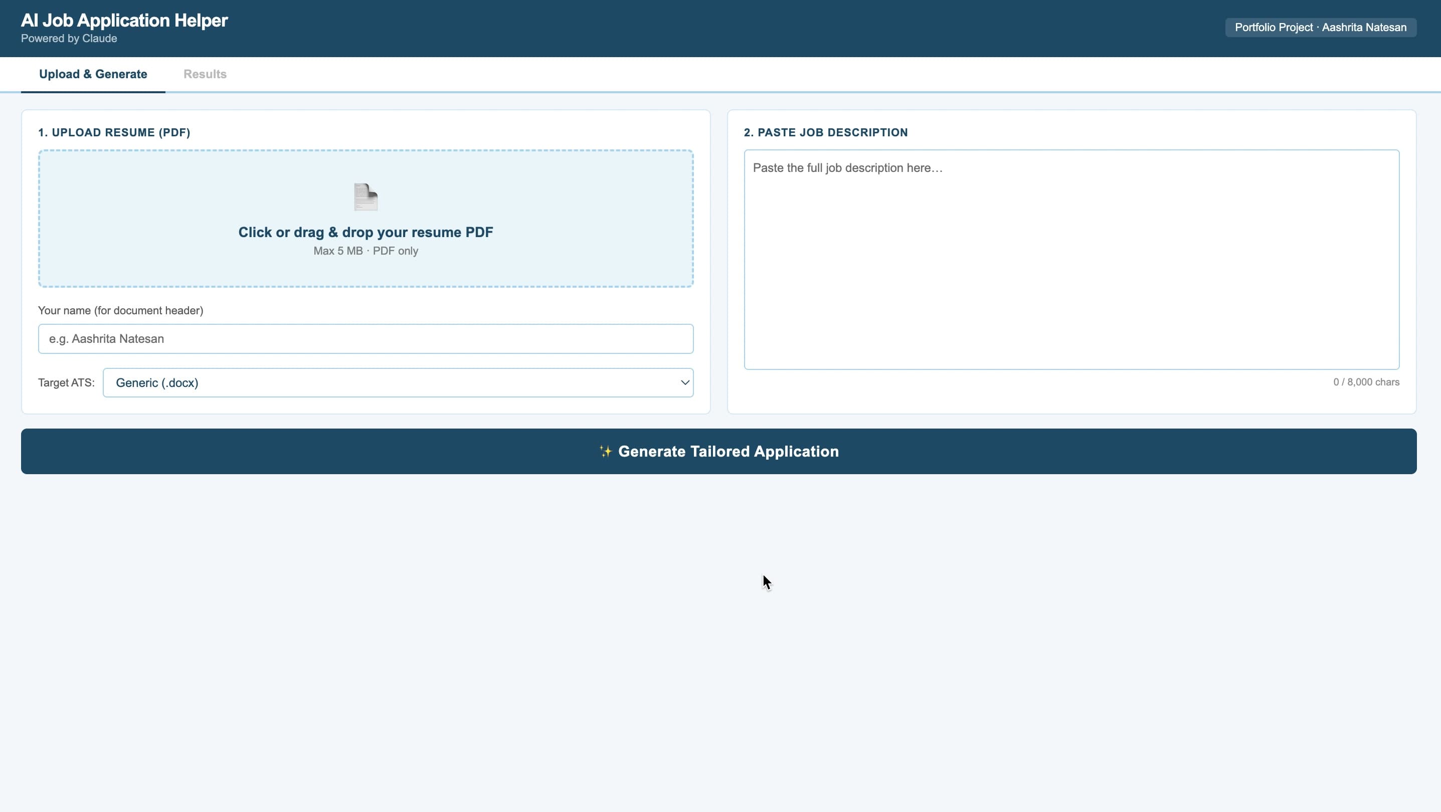 Job application helper screenshot