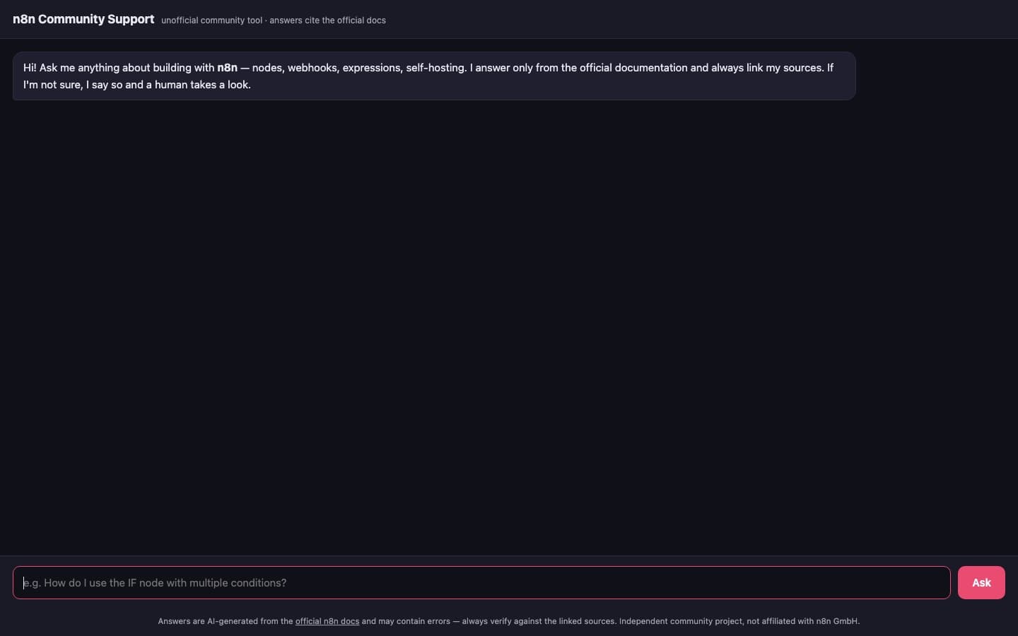 n8n community support agent screenshot